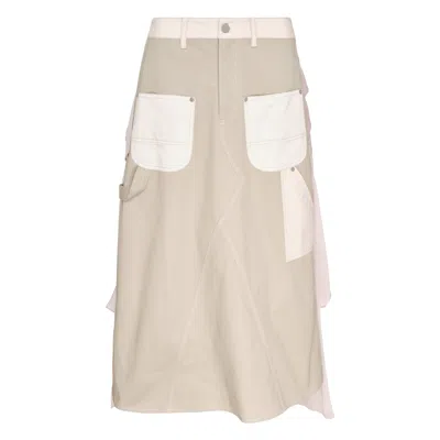 Caroline Hu Khaki Pink Collage Ruffle Skirt In Neutral