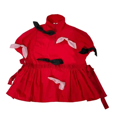 Caroline Hu Red Hooded Jacket