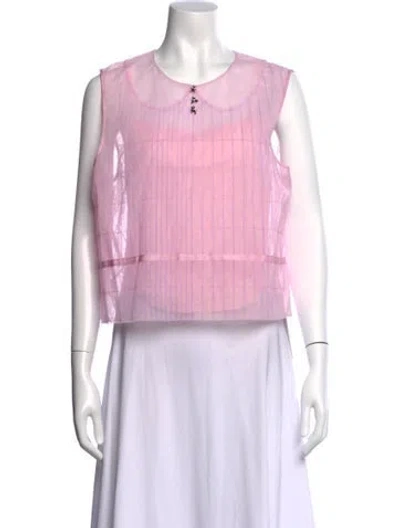 Pre-owned Caroline Hu Striped Sleeveless Top In Pink