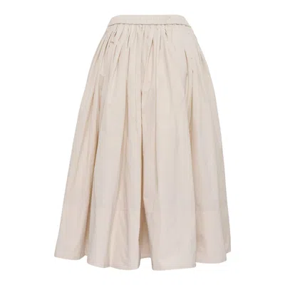 Caroline Hu White Pleated Ribbon Embroidery Skirt In Neutral