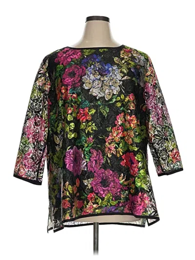 Pre-owned Caroline Rose 3/4 Sleeve Blouse In Black