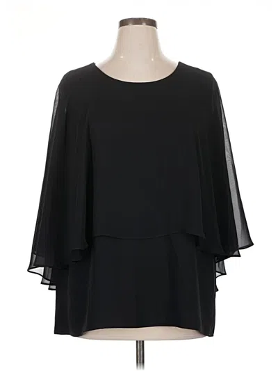 Pre-owned Caroline Rose 3/4 Sleeve Blouse In Black
