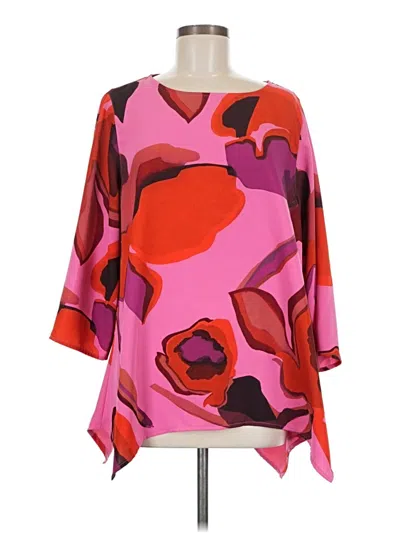 Pre-owned Caroline Rose 3/4 Sleeve Blouse In Pink