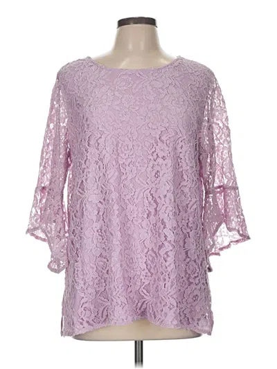 Pre-owned Caroline Rose 3/4 Sleeve Blouse In Purple