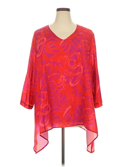 Pre-owned Caroline Rose 3/4 Sleeve Blouse In Red