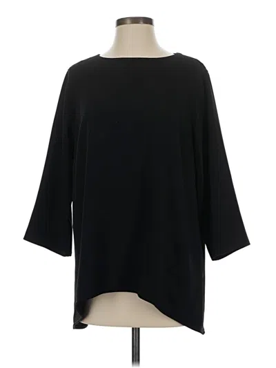 Pre-owned Caroline Rose 3/4 Sleeve Top Black Boatneck Tops