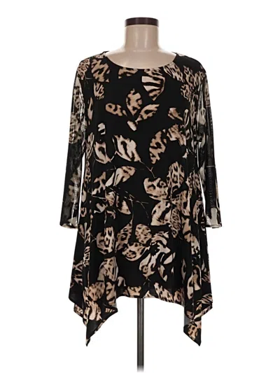 Pre-owned Caroline Rose 3/4 Sleeve Top Black Crew Neck Tops