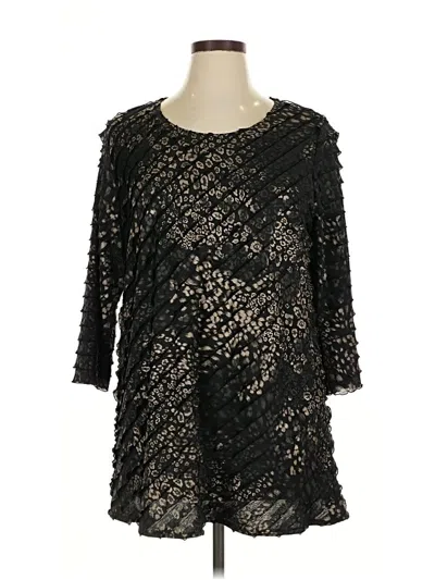 Pre-owned Caroline Rose 3/4 Sleeve Top Black Crew Neck Tops