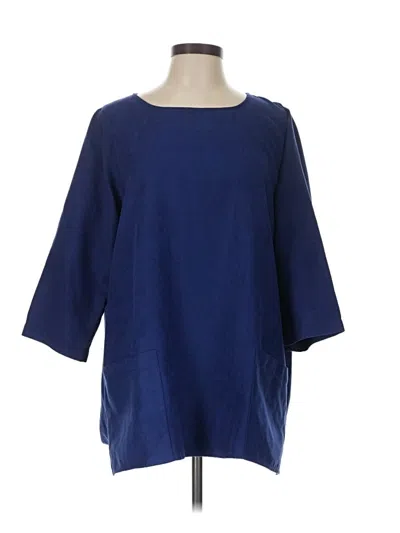 Pre-owned Caroline Rose 3/4 Sleeve Top Blue Boatneck Tops