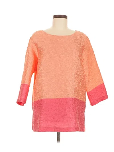 Pre-owned Caroline Rose 3/4 Sleeve Top Orange Boatneck Tops