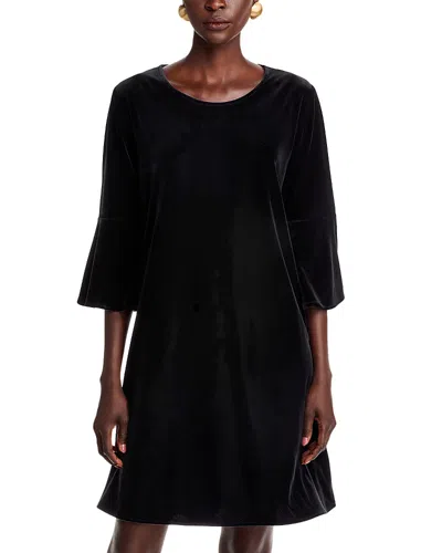 Caroline Rose Bella Velvet Bell Sleeve Dress In Black