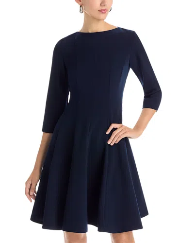 Caroline Rose Boat Neck Dress In Blue