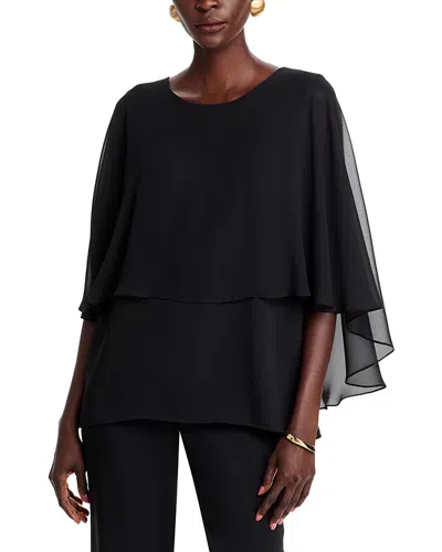 Caroline Rose Capelet Overlay Top In Black