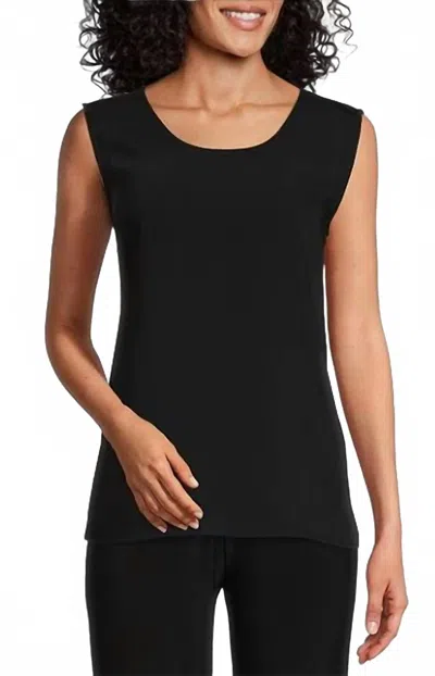 Caroline Rose Crepe Longer Tank In Black