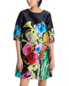 Caroline Rose Gianna Dress In Brilliant Bouquet In Multi/black