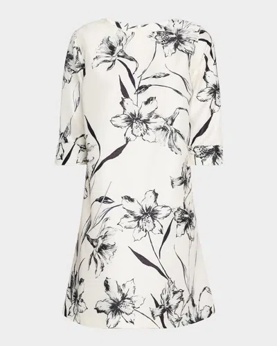 Caroline Rose Gianna Garden Glamour A-line Dress In Black/ivory