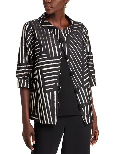 Caroline Rose Graphic Jacquard Jacket In Gold/black