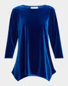 Caroline Rose Handkerchief Stretch Velvet Top In Sapphire