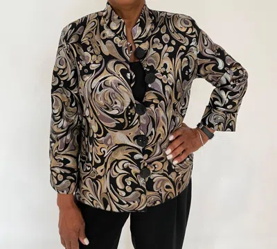 Caroline Rose Midnight Magic Jacquard Jacket In Multi/black