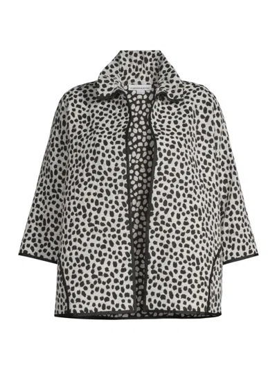 Caroline Rose, Plus Size Women's Cheetah Jacquard Easy Jacket In Black Ivory