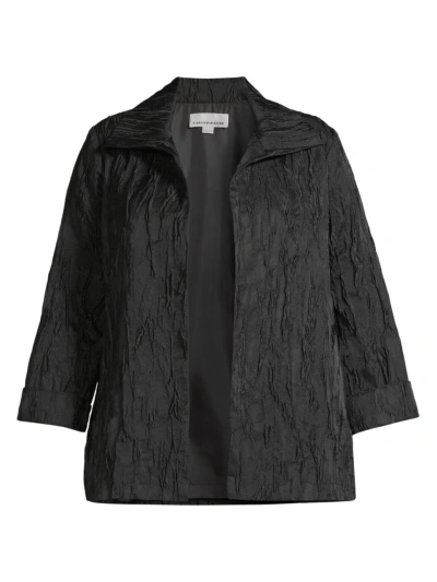 Caroline Rose, Plus Size Women's Plus Textured Jacquard A-line Jacket In Black