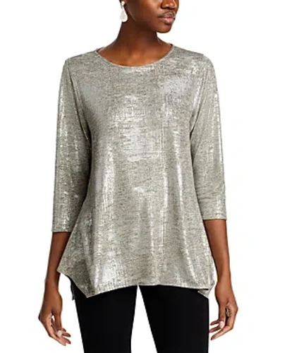 Caroline Rose Women's Reflection Knit Blouse In Silver