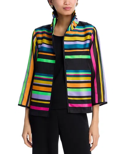 Caroline Rose Ruched Collar Jacket In Multi/black