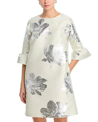 Caroline Rose Ruffled Cuff Metallic Dress In Multi