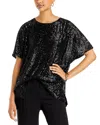 Caroline Rose Dolman-sleeve Sequin Caftan Top In Black