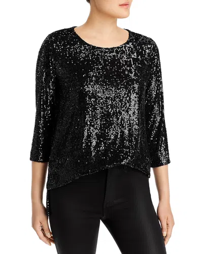 Caroline Rose Sequin Tunic Top In Black