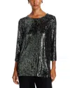 Shop Caroline Rose Sequin Tunic Top In Gunmetal/black
