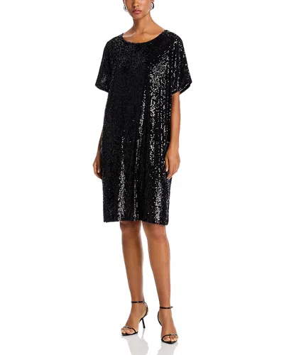 Caroline Rose Sequin Scoop-neck Caftan Dress In Black/black