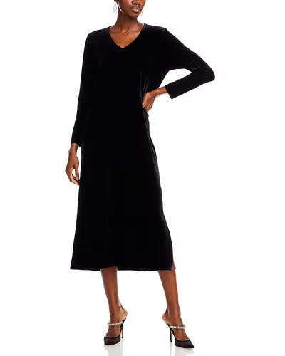 Caroline Rose Stretch Velvet Midi-dress In Black