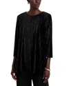 Caroline Rose Velvet Pleated Party Top In Black