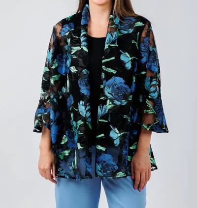 Caroline Rose Women's Bella Embroidered Cardigan In Blue Multi