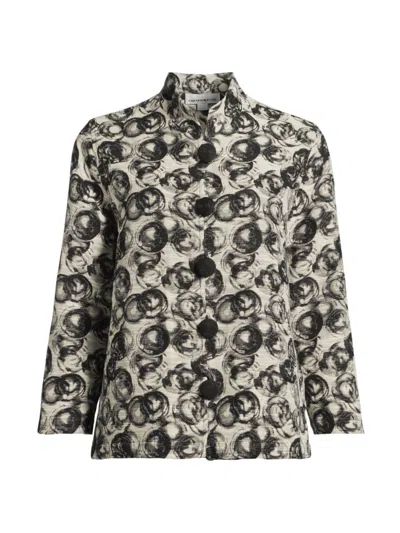 Caroline Rose Women's Circle Jacquard Easy-fit Jacket In Black Ivory
