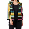 Caroline Rose Women's Naomi Ruched Collar Jacket In Multi Blk In Black