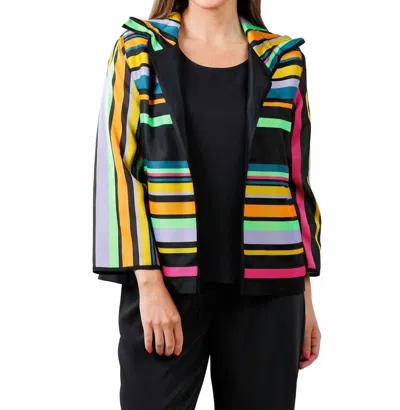Caroline Rose Women's Naomi Ruched Collar Jacket In Multi Blk In Black