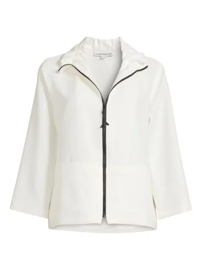 Caroline Rose Comfort Stretch Zip Jacket In White