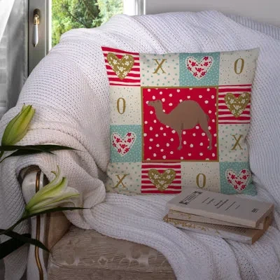 Caroline's Treasures 14 In X 14 In Outdoor Throw Pillowf1 Hybrid Camel Love Fabric Decorative Pillow F