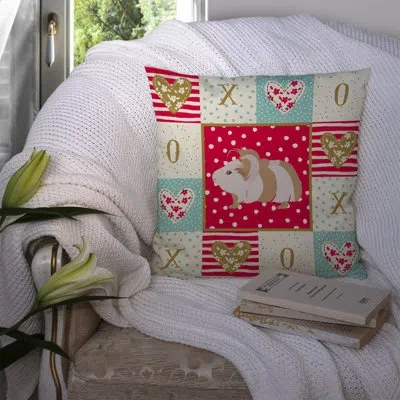 Caroline's Treasures 14 In X 14 In Outdoor Throw Pillows Ilkie Guinea Pig Love Fabric Decorative Pillow