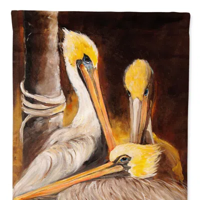 Caroline's Treasures 28 X 40 In. Polyester Brown Pelicans Flag Canvas House Size 2-sided Heavyweight In Multi