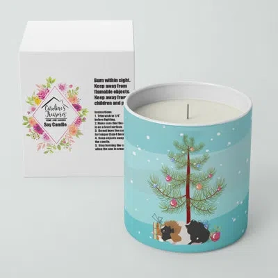 Caroline's Treasures Abyssinian Guinea Pig Merry Christmas 10 oz Decorative Soy Candle In Black;blue;green