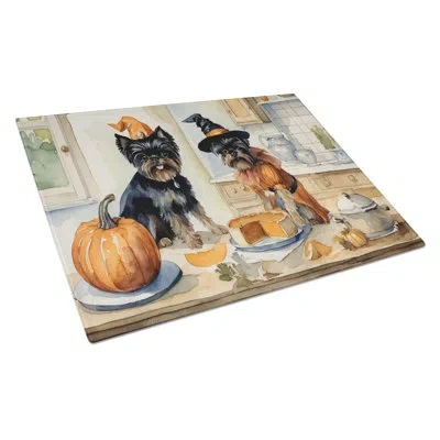Caroline's Treasures Affenpinscher Fall Kitchen Pumpkins Glass Cutting Board Large