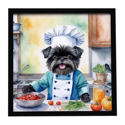 Caroline's Treasures Affenpinscher The Chef Framed Metal Print In Multi