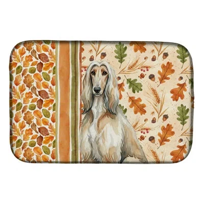 Caroline's Treasures Afghan Hound Heirloom Fall Dish Drying Mat In Natural