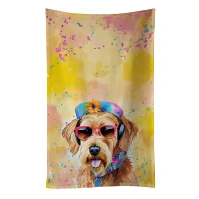 Caroline's Treasures Airedale Terrier Hippie Dawg Kitchen Towel In Multicolor