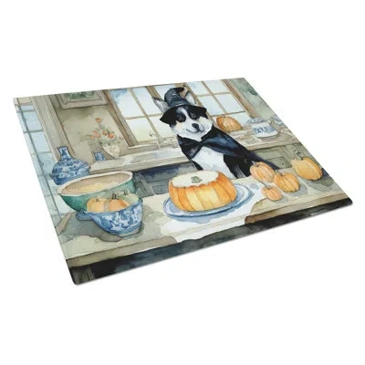 Caroline's Treasures Akita Fall Kitchen Pumpkins Glass Cutting Board Large