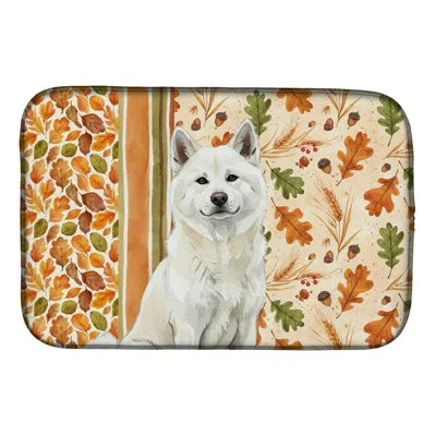 Caroline's Treasures Akita Heirloom Fall Dish Drying Mat In Natural