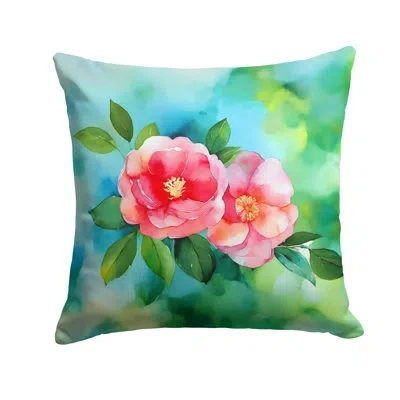 Caroline's Treasures Alabama Camellia In Watercolor Throw Pillow In Multicolor